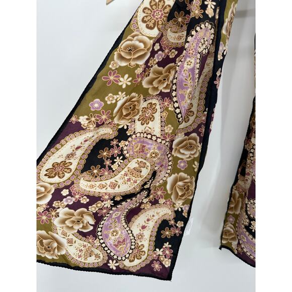 Charter Club Scarf Women's OS Purple Cream Paisley Floral Print 100% Silk - Picture 4 of 7